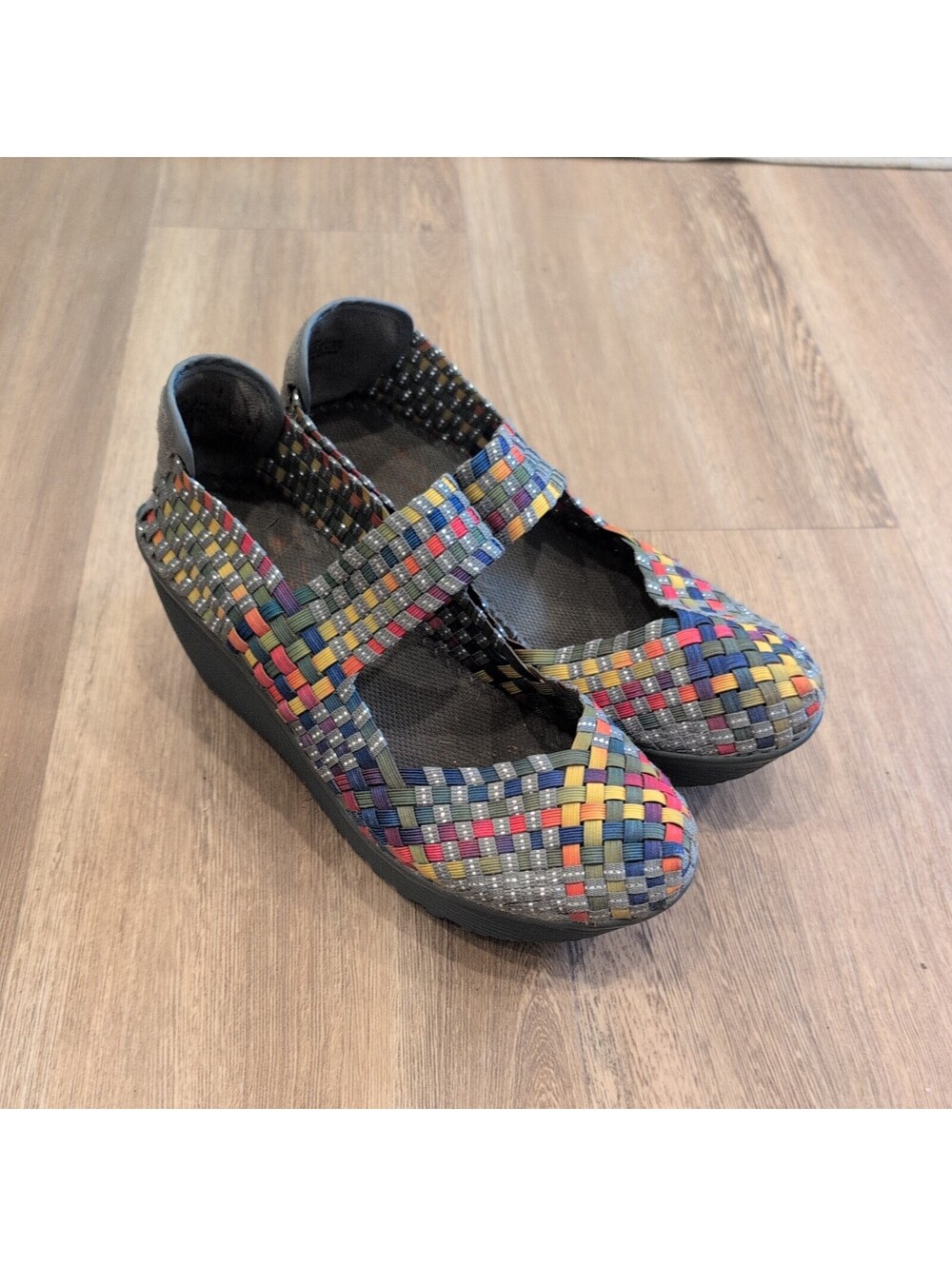 St Johns Bay Wedge Mary Janes Women’s Karma Multi Color Shoes 7 rainbow dopamine